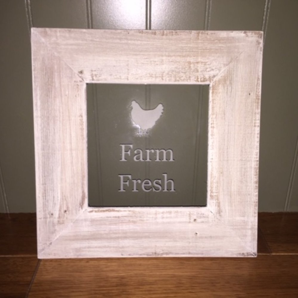 Farm Fresh Chicken - Handmade Glass & Wood Sign